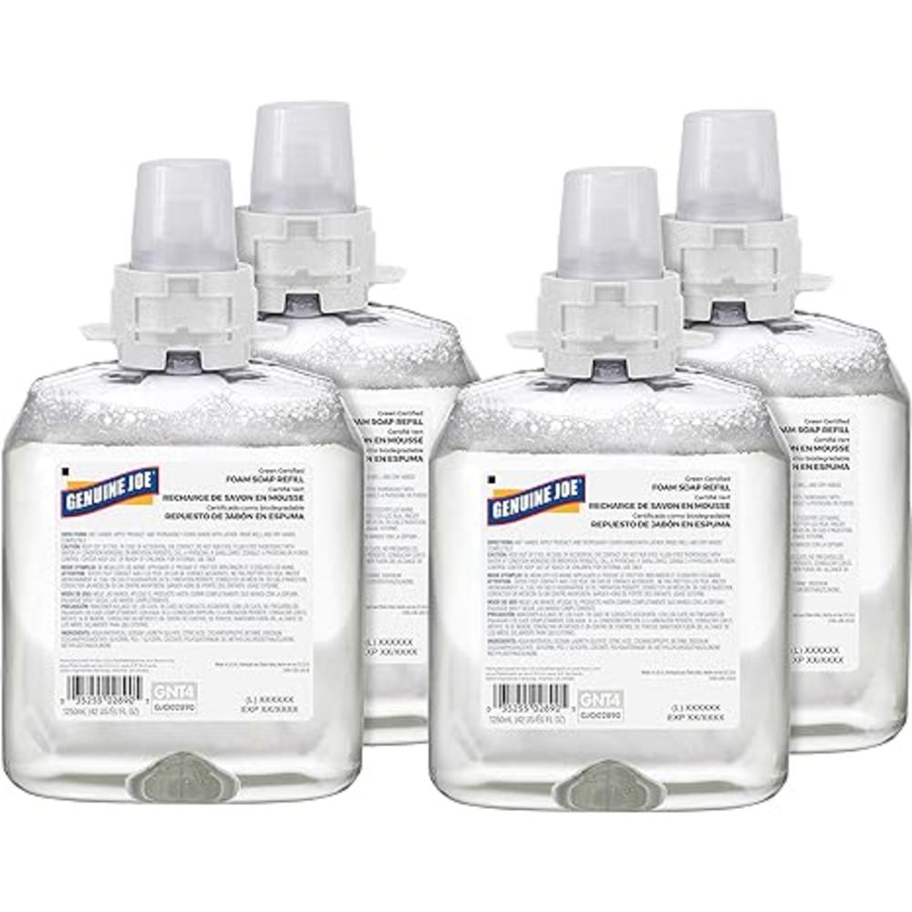 Genuine Joe Green Certified Soap Refill - Fragrance-free Scent - 42.3 fl oz (1250 mL) - Clear - Unscented - 4 / Carton