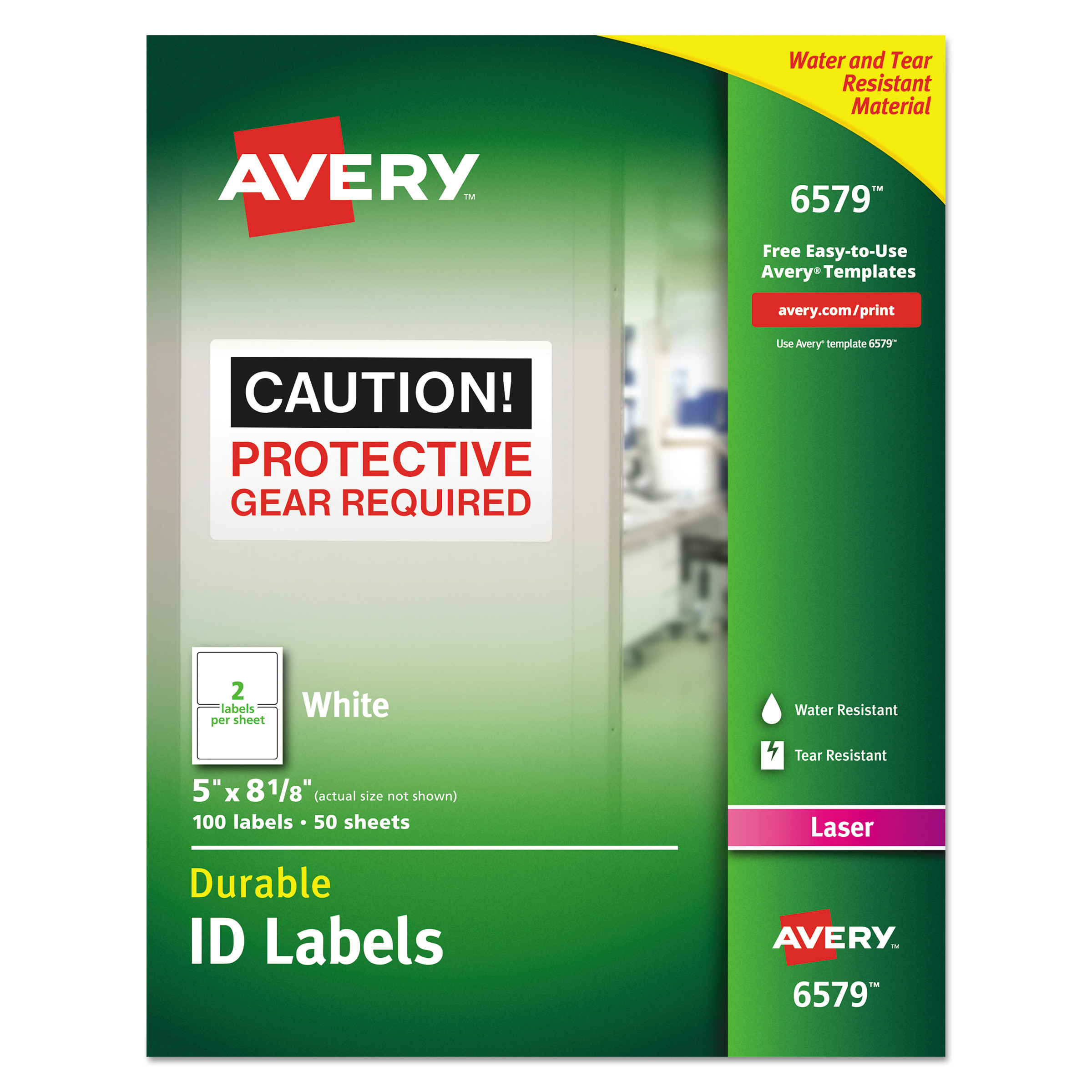 101072 Avery Durable White Cover Up ID Labels for Laser Printers, 5