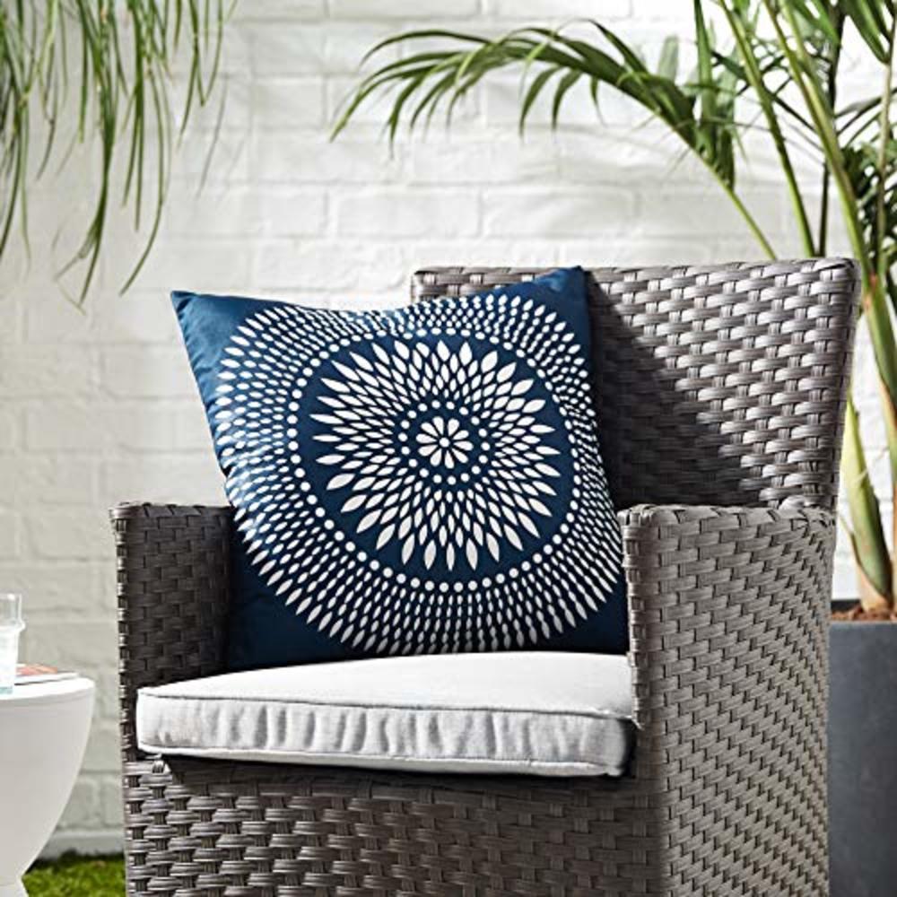 Modway Outdoor Indoor All Weather Patio Throw Pillow in Cartouche