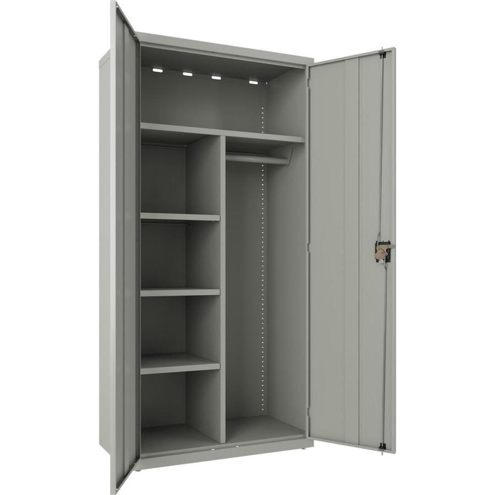 Lorell Wardrobe Cabinet - 18" x 36" x 72" - 2 x Door(s) - Locking Door - Gray - Steel - Recycled