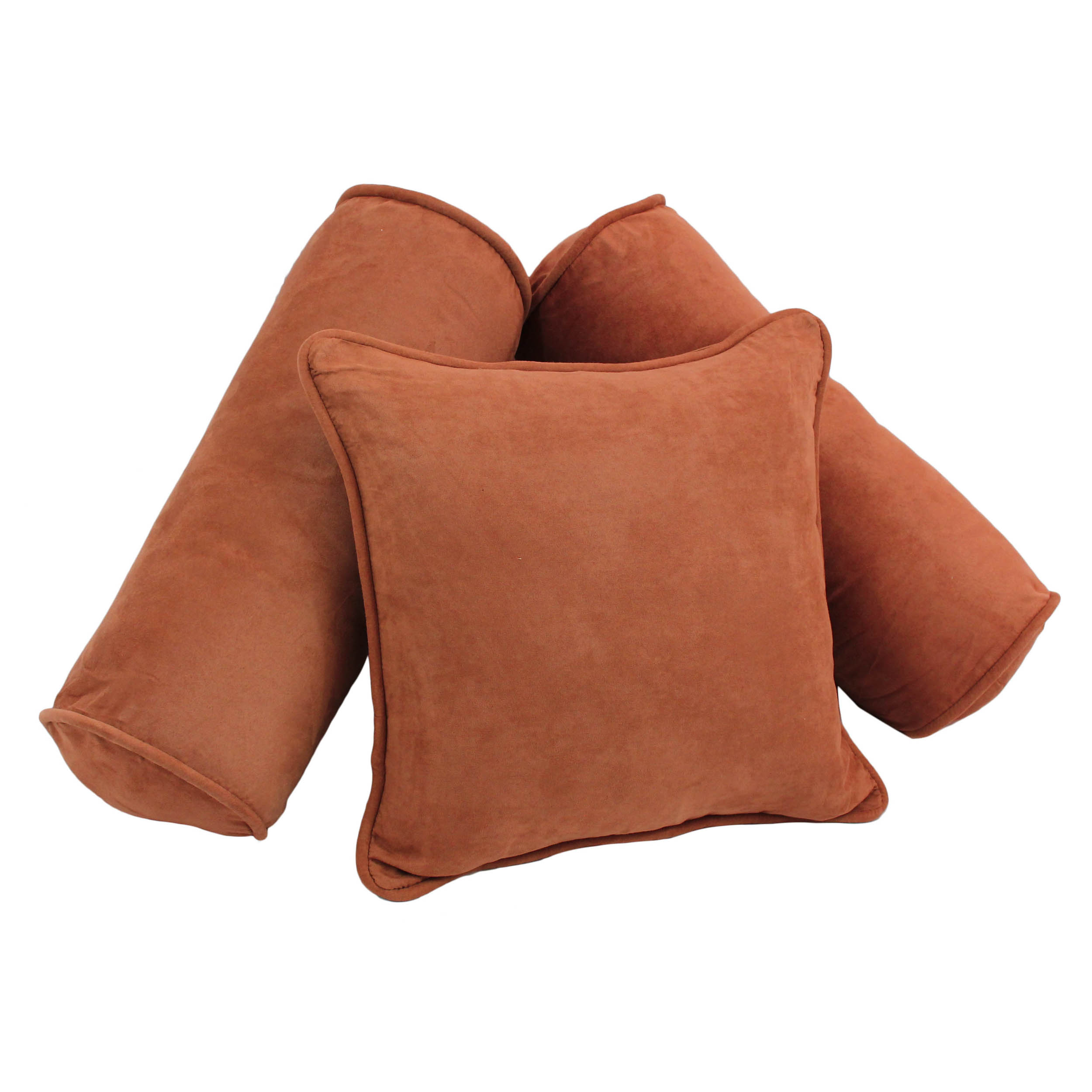 Blazing Needles Double-corded Solid Microsuede Throw Pillows with Inserts (Set of 3) - Spice
