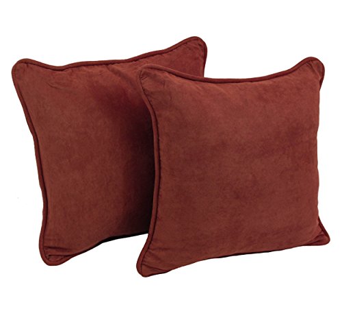 Blazing Needles Corded Microsuede Throw Pillows (Set of 2), 18", Red Wine