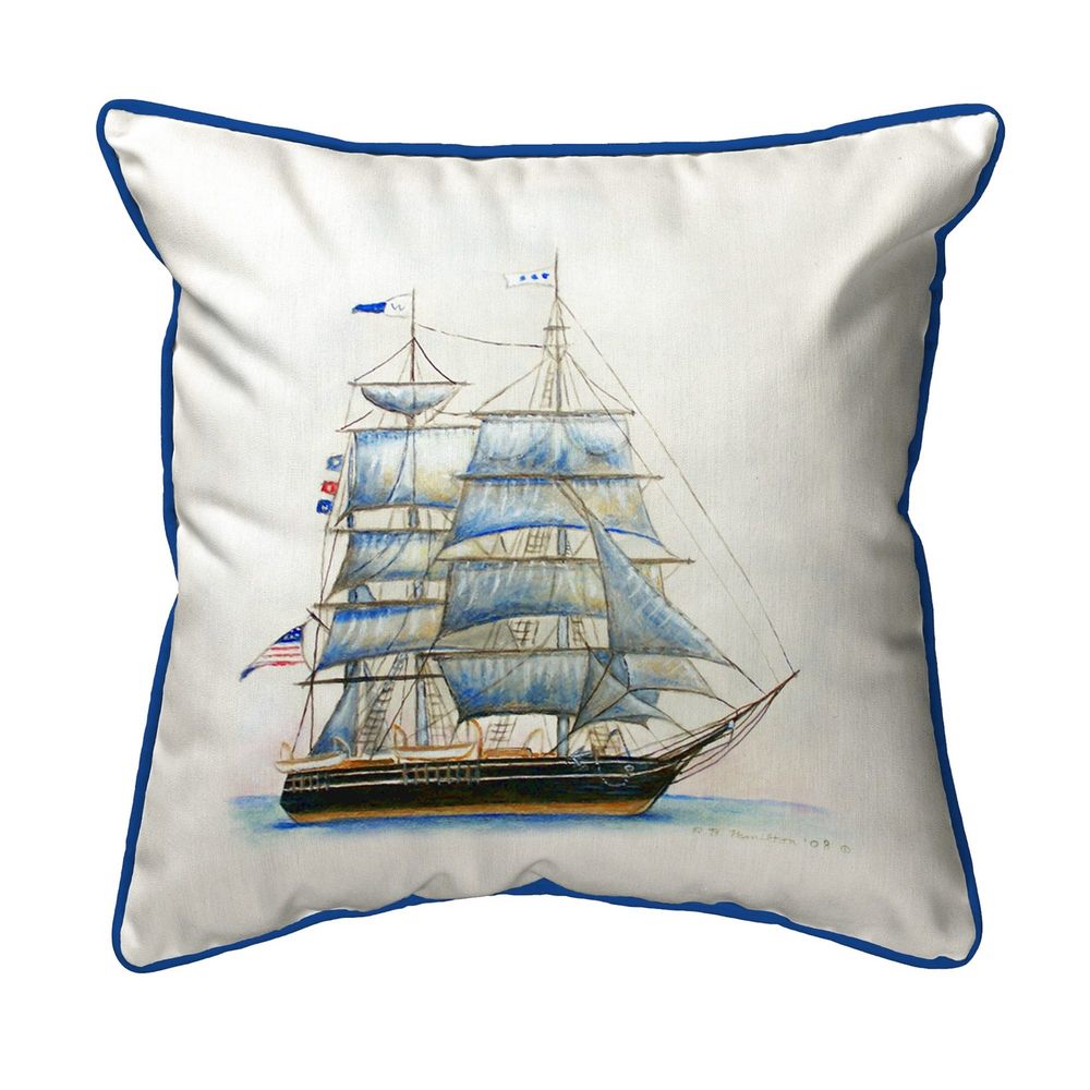 Betsy Drake Whaling Ship Small Outdoor/Indoor Pillow 12"x12"