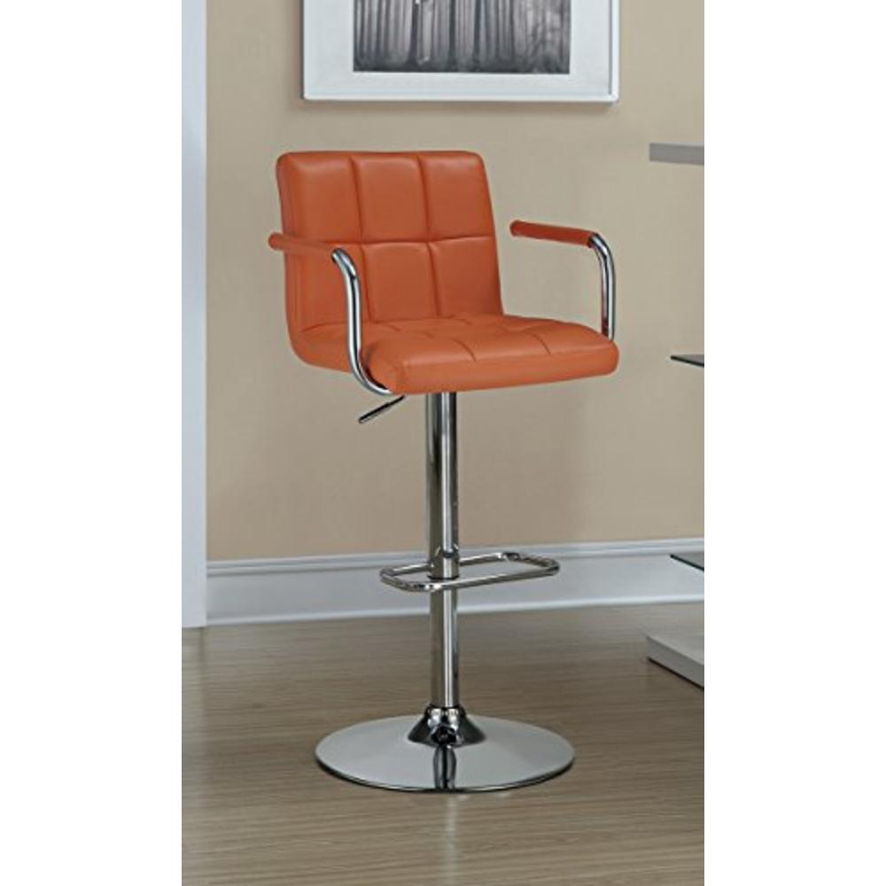 Coaster Home Furnishings Casual Adjustable Bar Stool, Orange/Orange