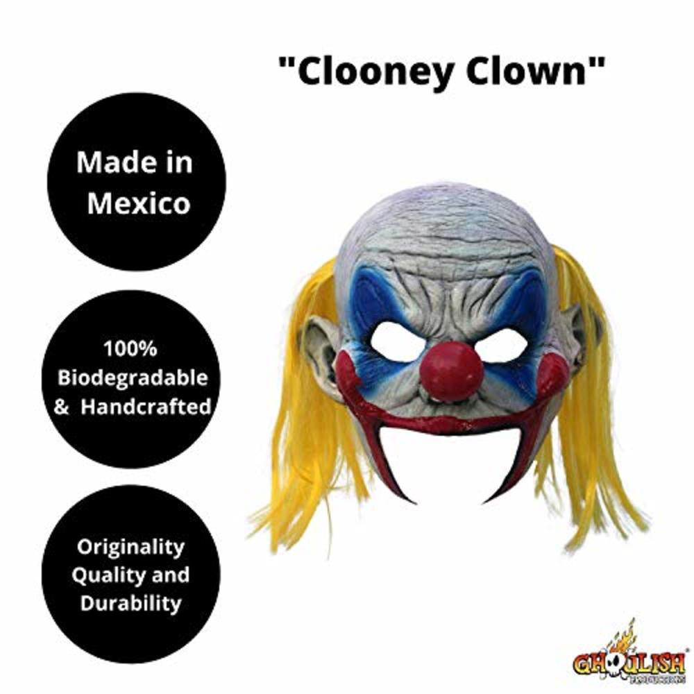 Ghoulish Productions Ghoulish Adult Deluxe Clooney Clown Chinless Horror Mask Halloween Costume Accessory