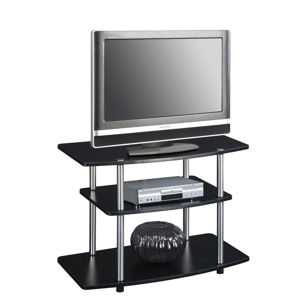 Convenience Concepts Designs2Go No Tools 3 Tier TV Stand Black