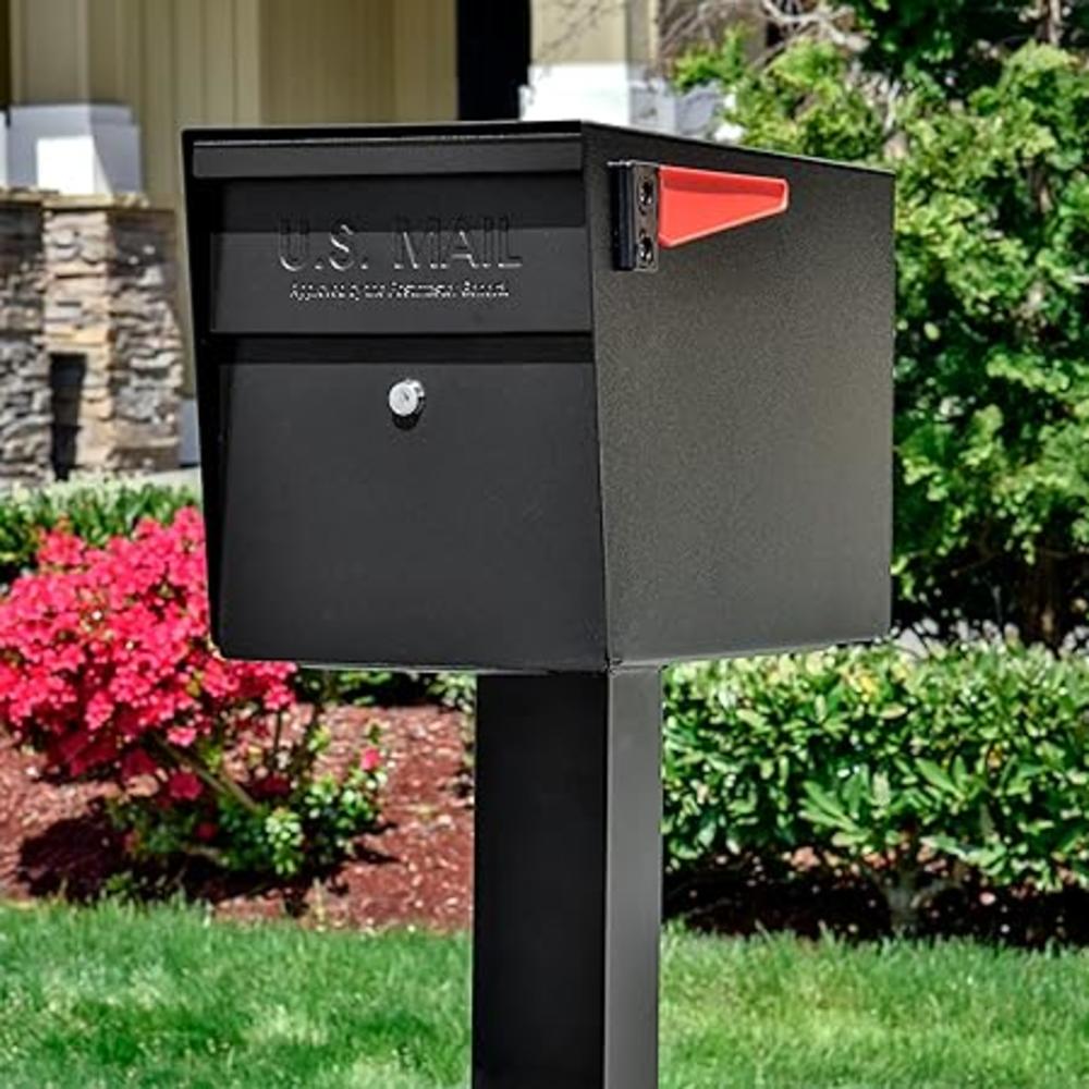 Mail Boss 7121 In-Ground 43 in. Steel Mail Box Post Black