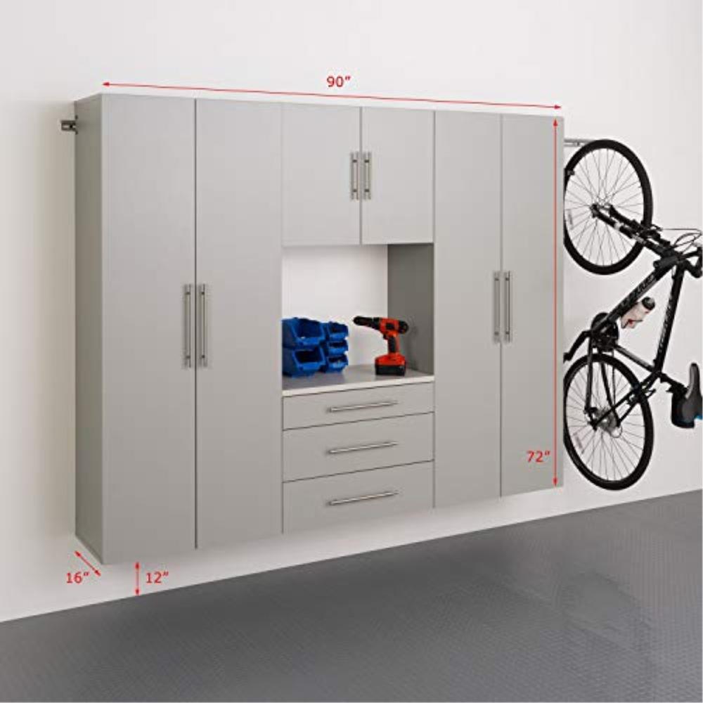 Prepac HangUps 90 inch Storage Cabinet Set G - 4pc, Light Gray
