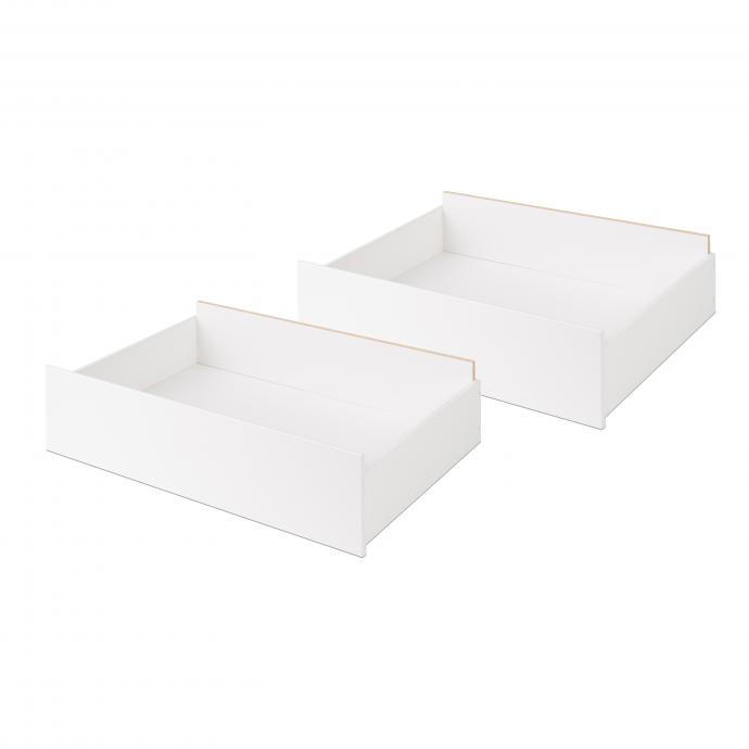 Prepac Select, White Storage Drawers on Wheels - Set of 2 Queen/King