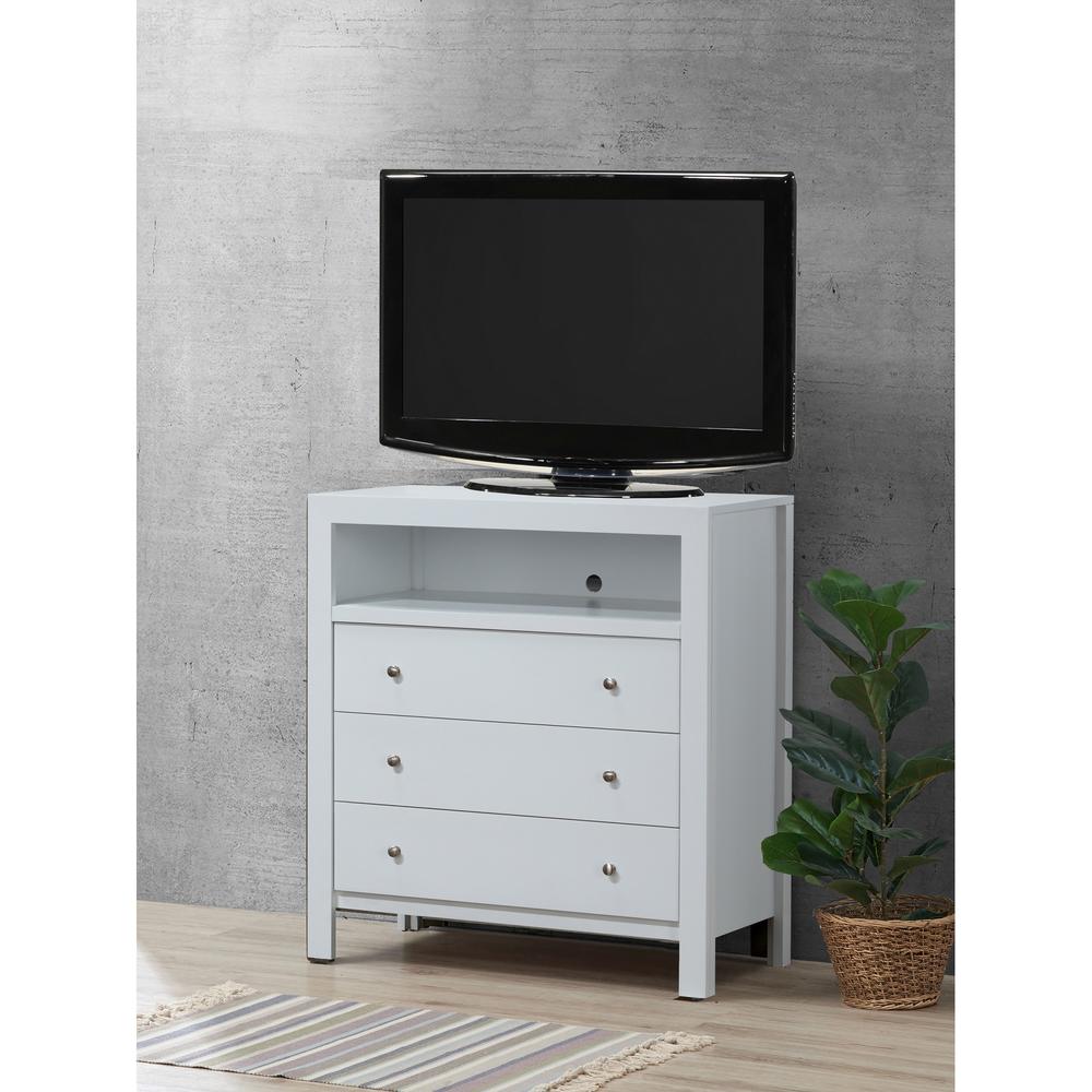 Passion Furniture Burlington White 3 Drawer Chest of Drawers (34 in L. X 17 in W. X 36 in H.)