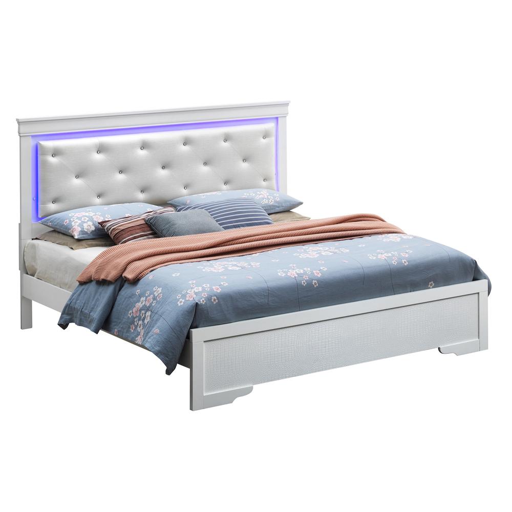 Passion Furniture Lorana Silver Champagne Full Panel Beds