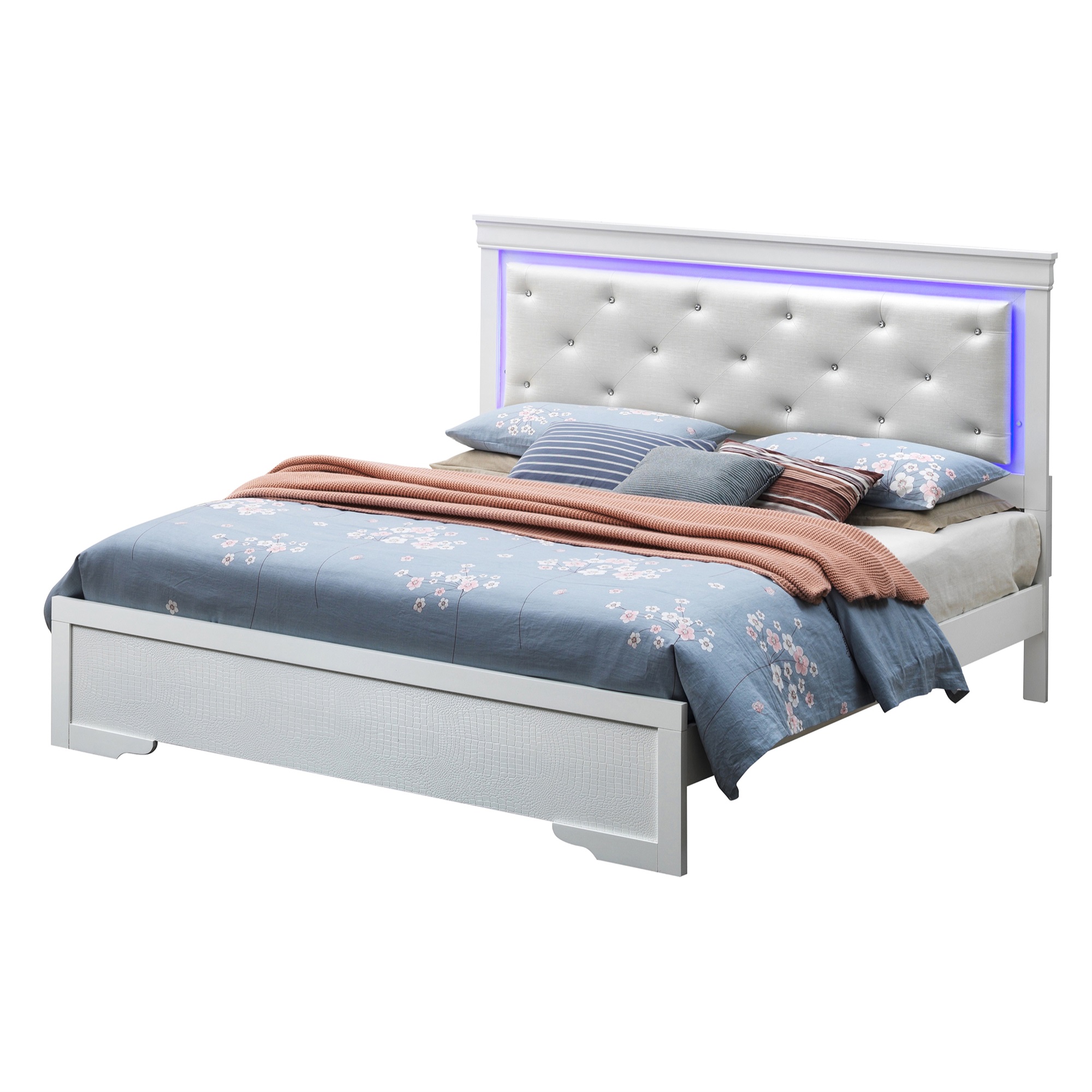 Passion Furniture Lorana Silver Champagne Full Panel Beds
