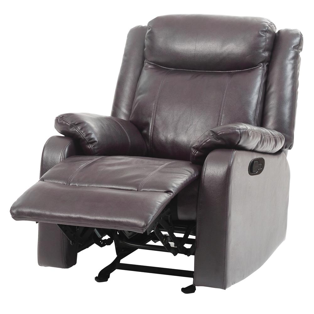 Passion Furniture Ward Dark Brown Reclining Accent Chair with Pillow Top Arm