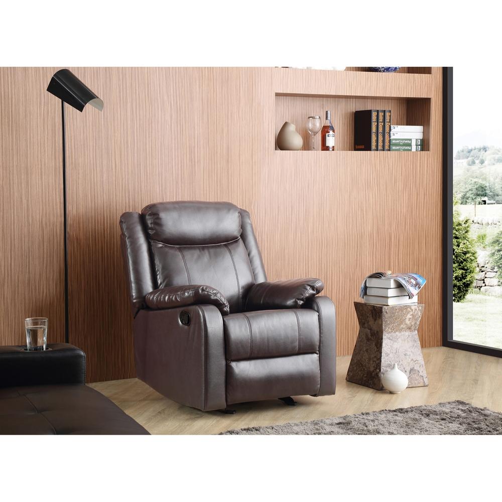 Passion Furniture Ward Dark Brown Reclining Accent Chair with Pillow Top Arm