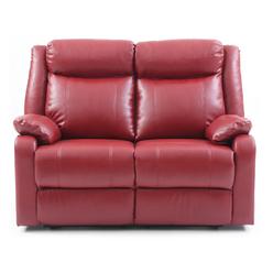 Passion Furniture Ward 55 in. Red Faux leather 2-Seater Reclining Sofa with Pillow Top Arm