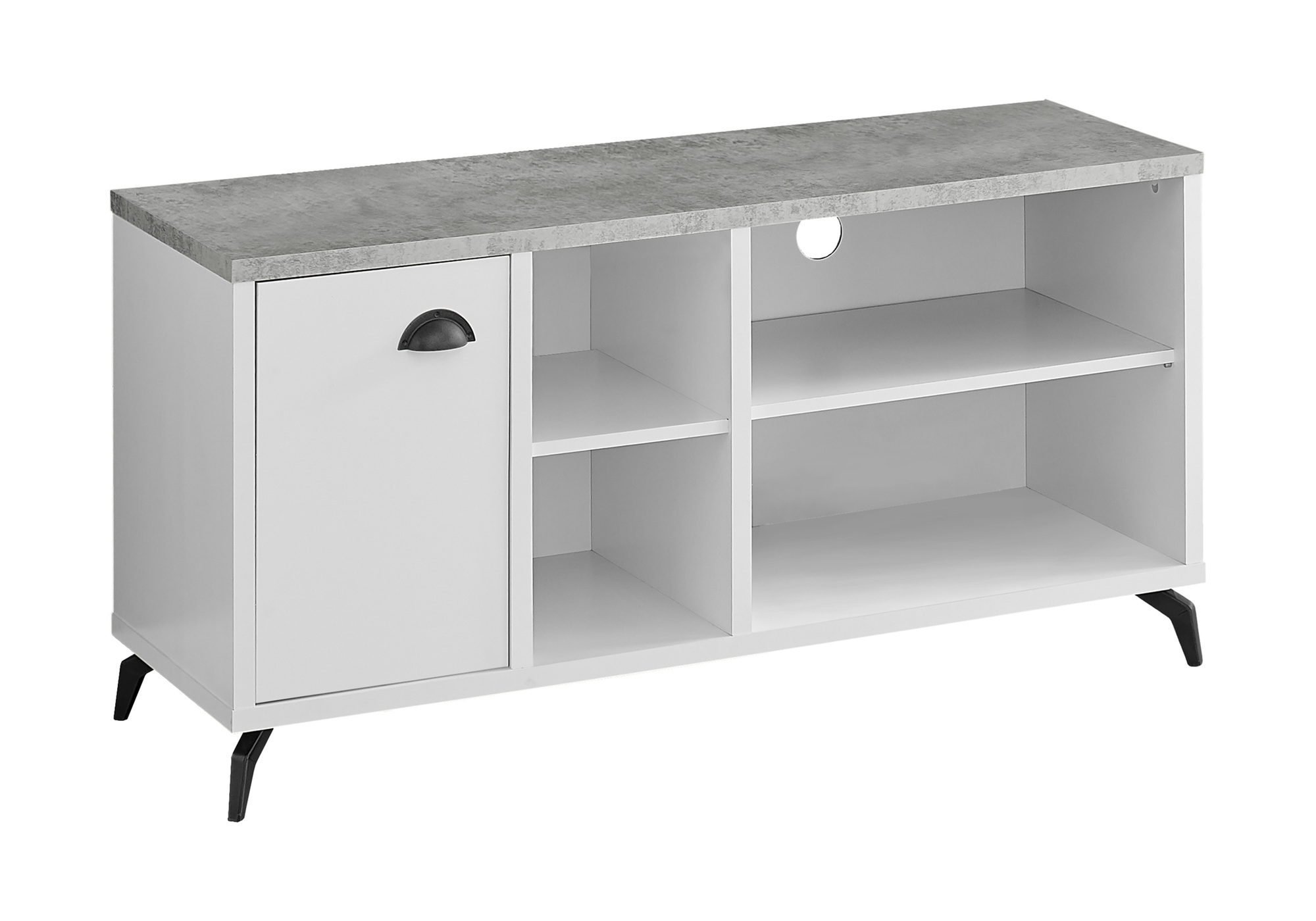 Monarch Specialties TV STAND - 48"L / WHITE / GREY CEMENT-LOOK TOP
