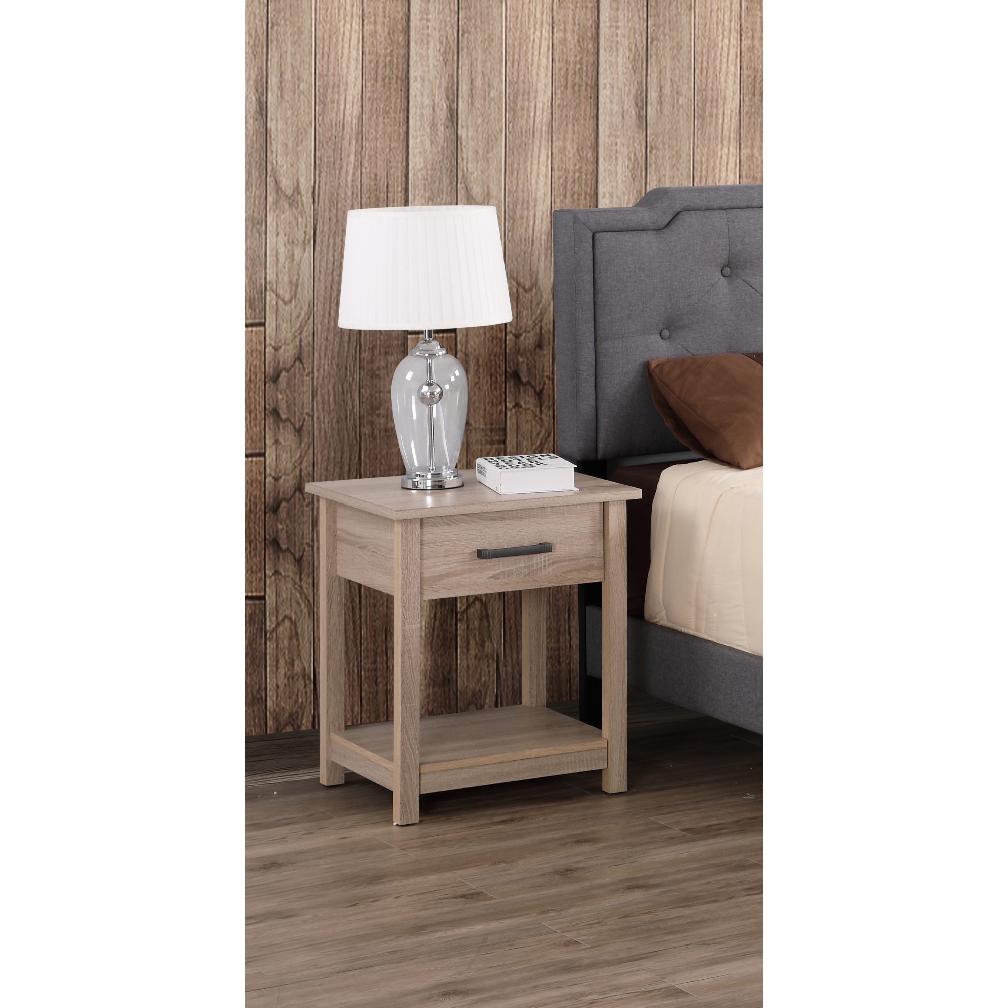 Passion Furniture Salem 1-Drawer Sandle Wood Nightstand (24 in. H x 19 in. W x 20 in. D)