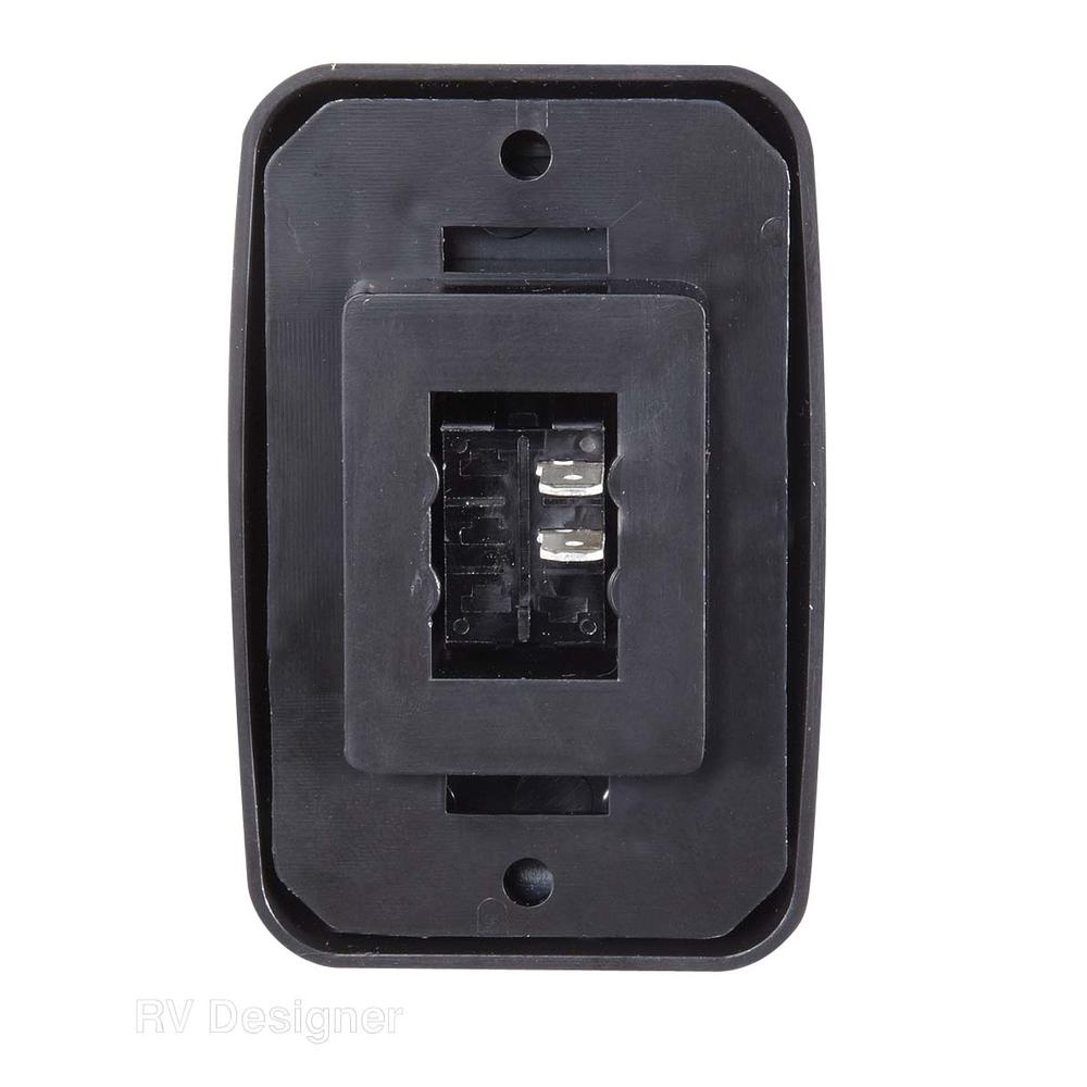 RV Designer S521, Contoured Wall Switch, Black, Single, On/Off - SPST - Cut-Out 1-5/8"H x 1-1/4"W - Inc. Switch, Base &
