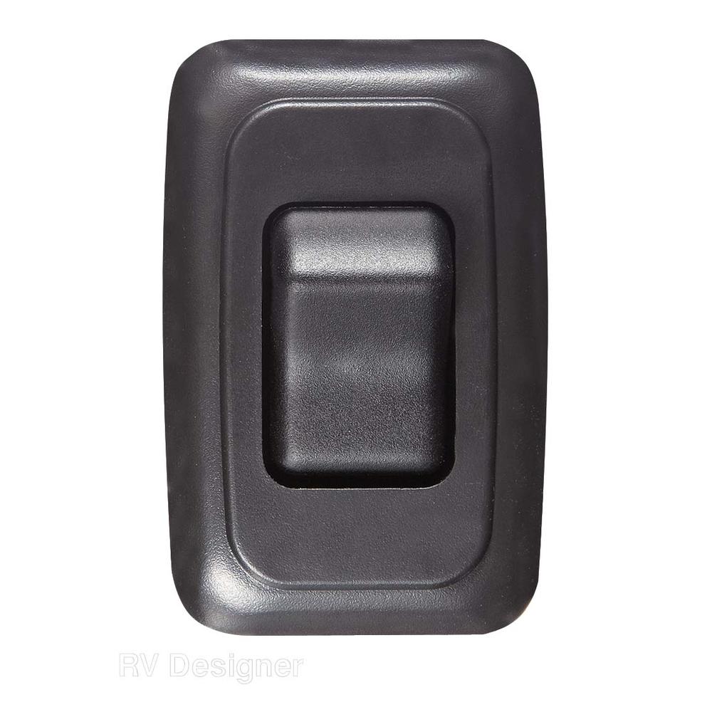 RV Designer S521, Contoured Wall Switch, Black, Single, On/Off - SPST - Cut-Out 1-5/8"H x 1-1/4"W - Inc. Switch, Base &