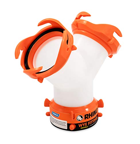 Camco RhinoFLEX RV Wye Sewer Hose Fitting with 360 Degree Swivel Ends | Allows for Two Sewer Hoses to Connect to the Same Dump S