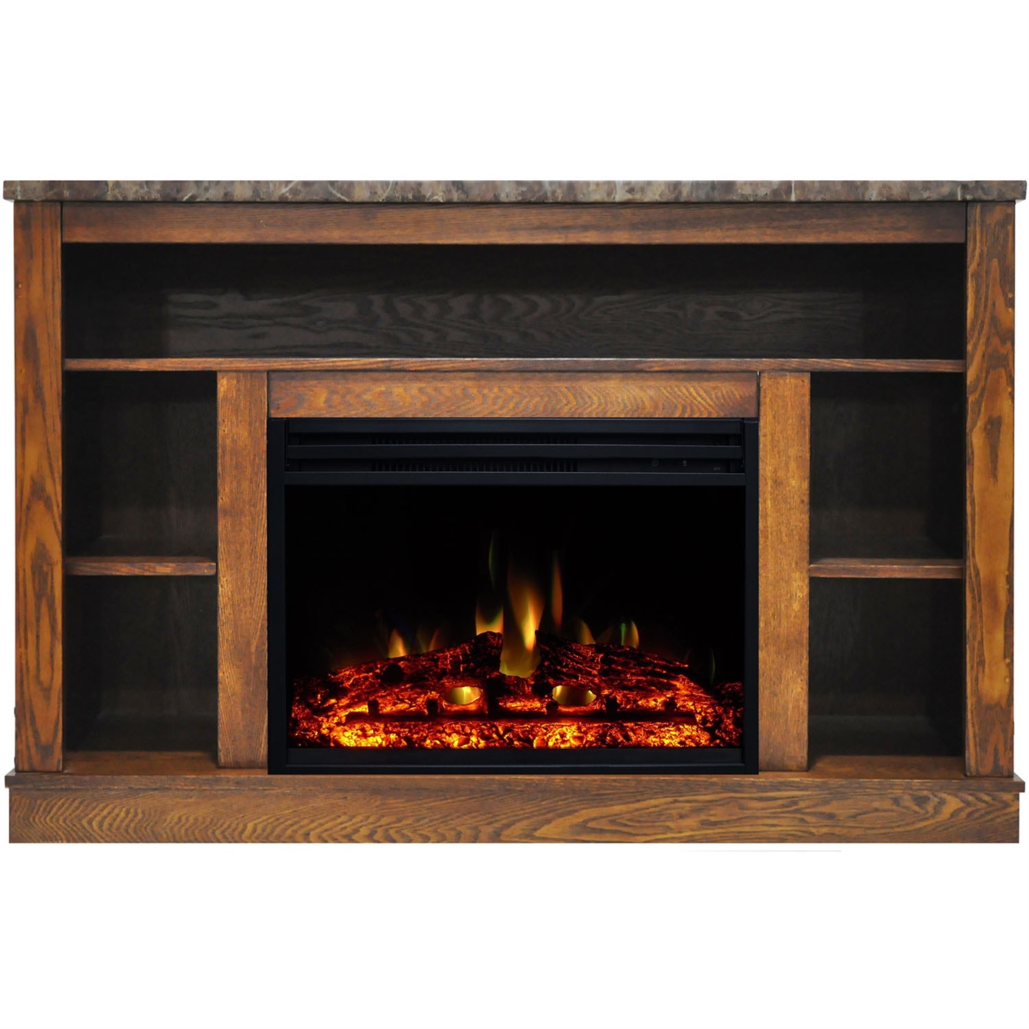 Cambridge 47.2x15.7x32.5 Seville Fireplace Mantel w/ Deep u0026amp; Enhanced  Log Insert - Walnut