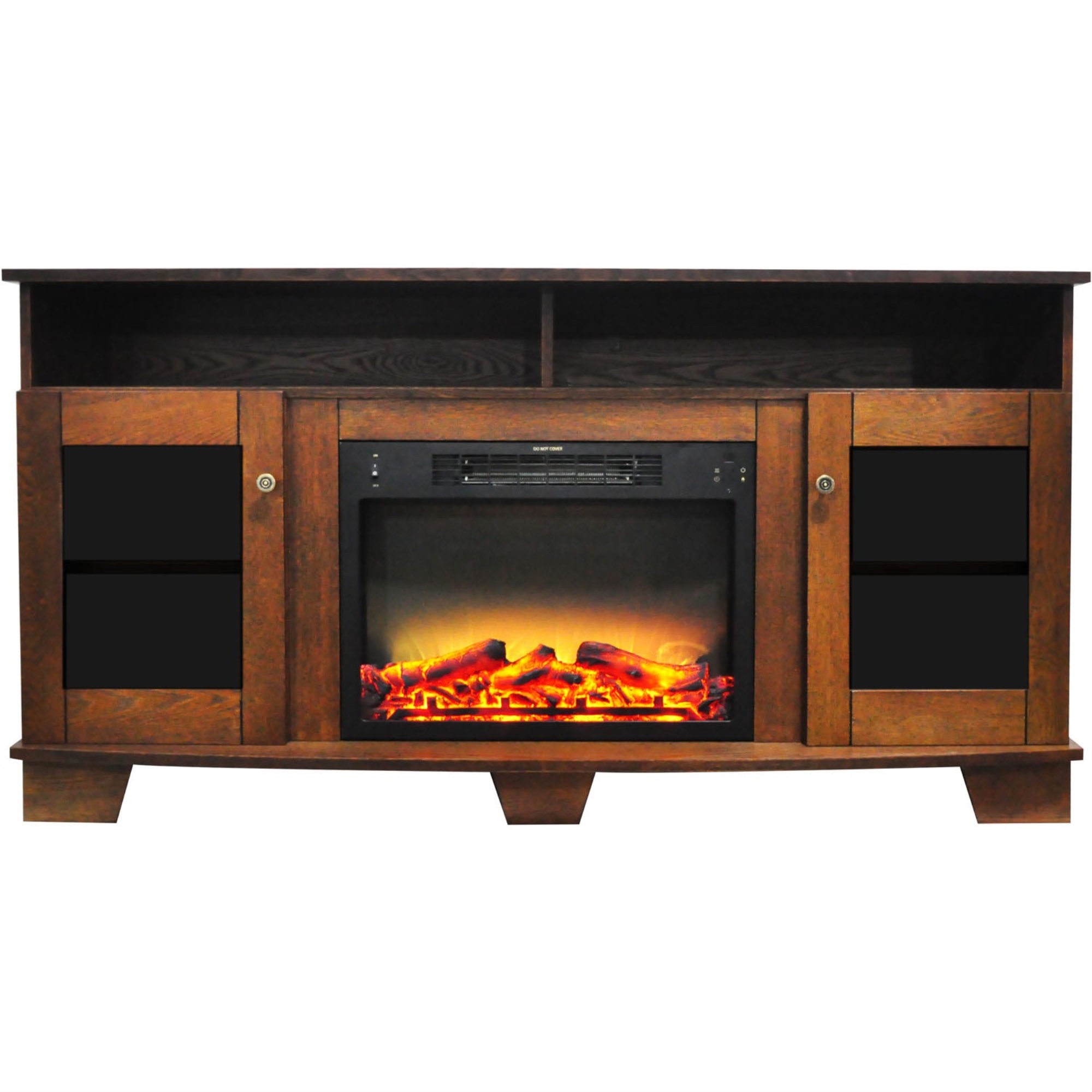 Cambridge 59.1"x17.7"x31.7" Savona Fireplace Mantel with Logs and Grate Insert - Walnut