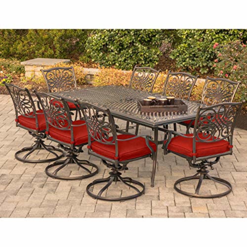 Hanover Traditions TRADITIONS7PCSW Cast Aluminum Outdoor Patio Dining ,4 Chairs,2 Swivel Rocker Chairs,and 38x72 Rectangle Table