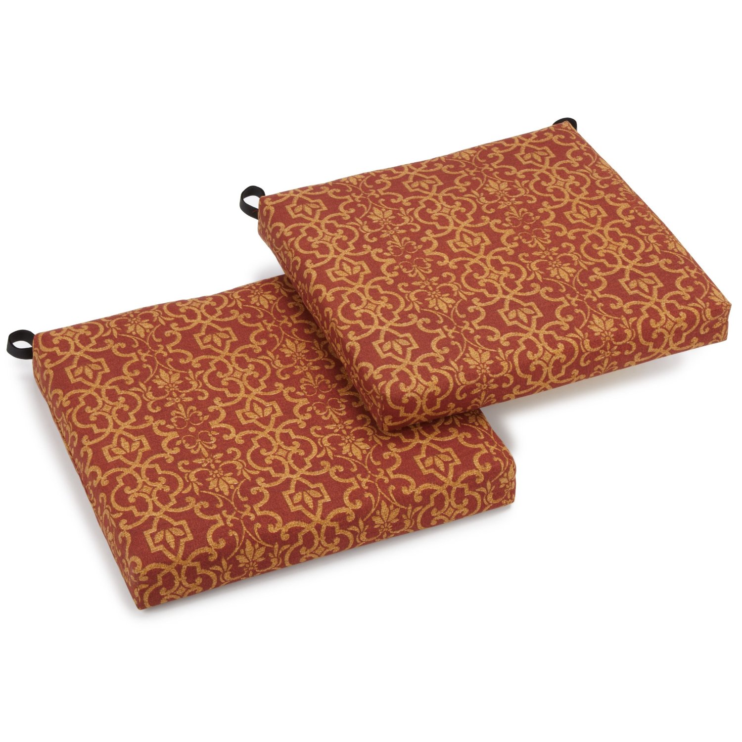 Blazing Needles 20-inch by 19-inch Spun Polyester Chair Cushion (Set of Two) - Vanya Paprika
