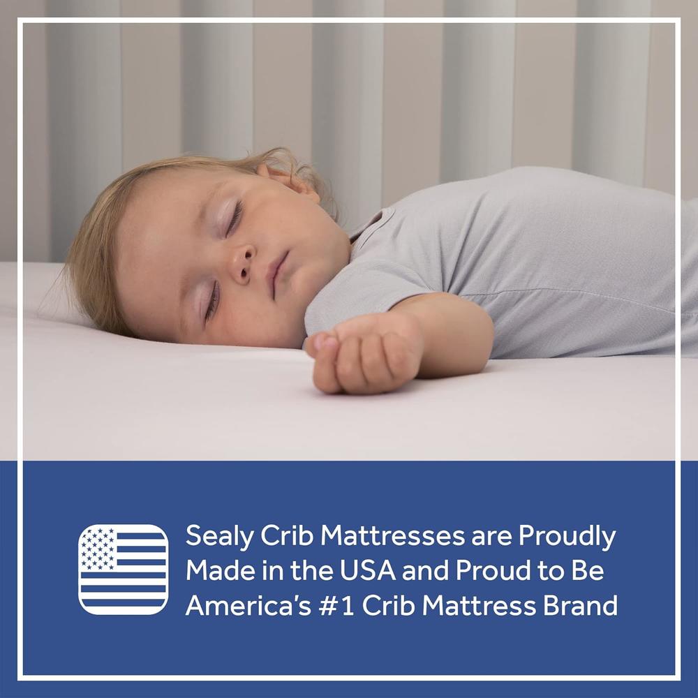 Sealy Soybean Plush Waterproof Baby Crib and Toddler Mattress - Lightweight Soybean Foam-Core - Made in USA, 52"x28"