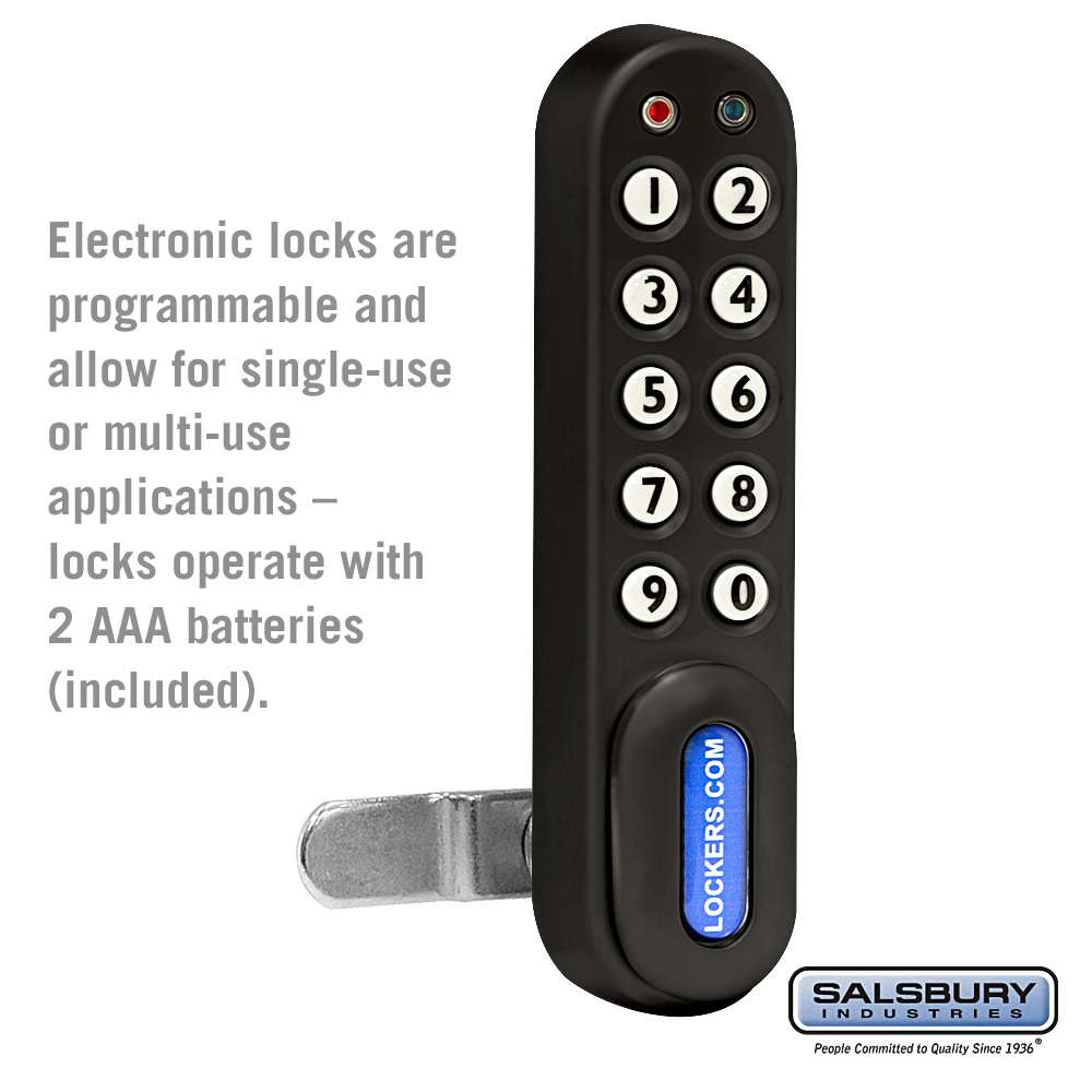 Salsbury Industries Electronic Lock - for Open Access Designer Wood Locker and Designer Gear Locker Door - Black