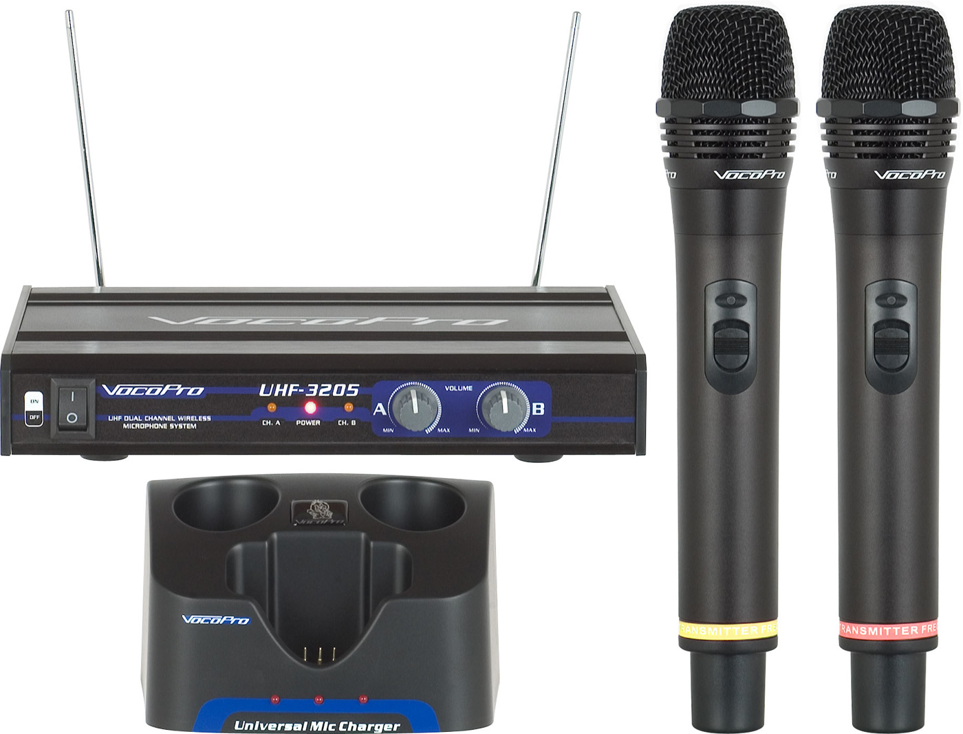VocoPro UHF Dual-Channel Rechargeable Wireless Microphone System