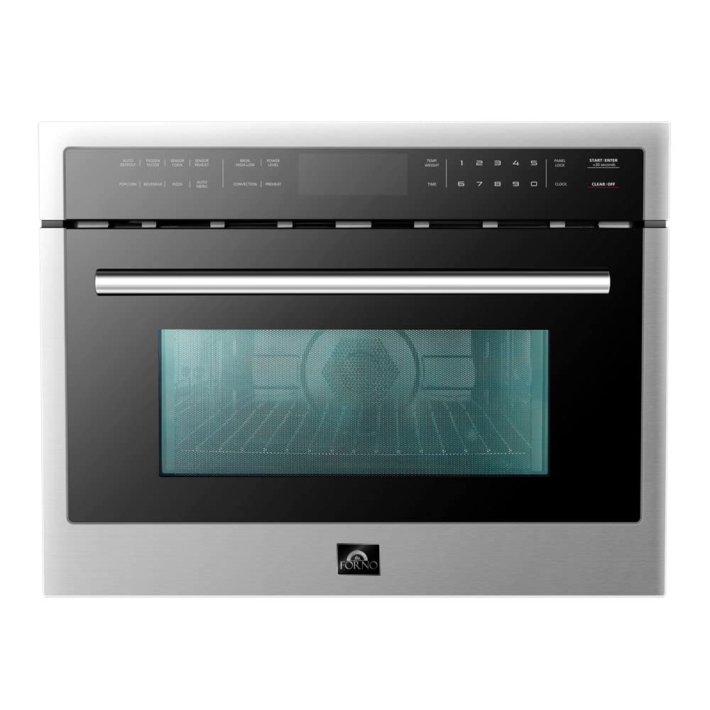 FORNO 24 Inch Built-In Microwave Oven with Touch control Button - 16 cubic Feet Electric Oven capacity - Stainless Steel convect