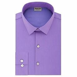 Kenneth Cole REACTION Kenneth Cole  men Slim-Fit All Day Flex Stretch Solid Dress Shirt Purple  36-37
