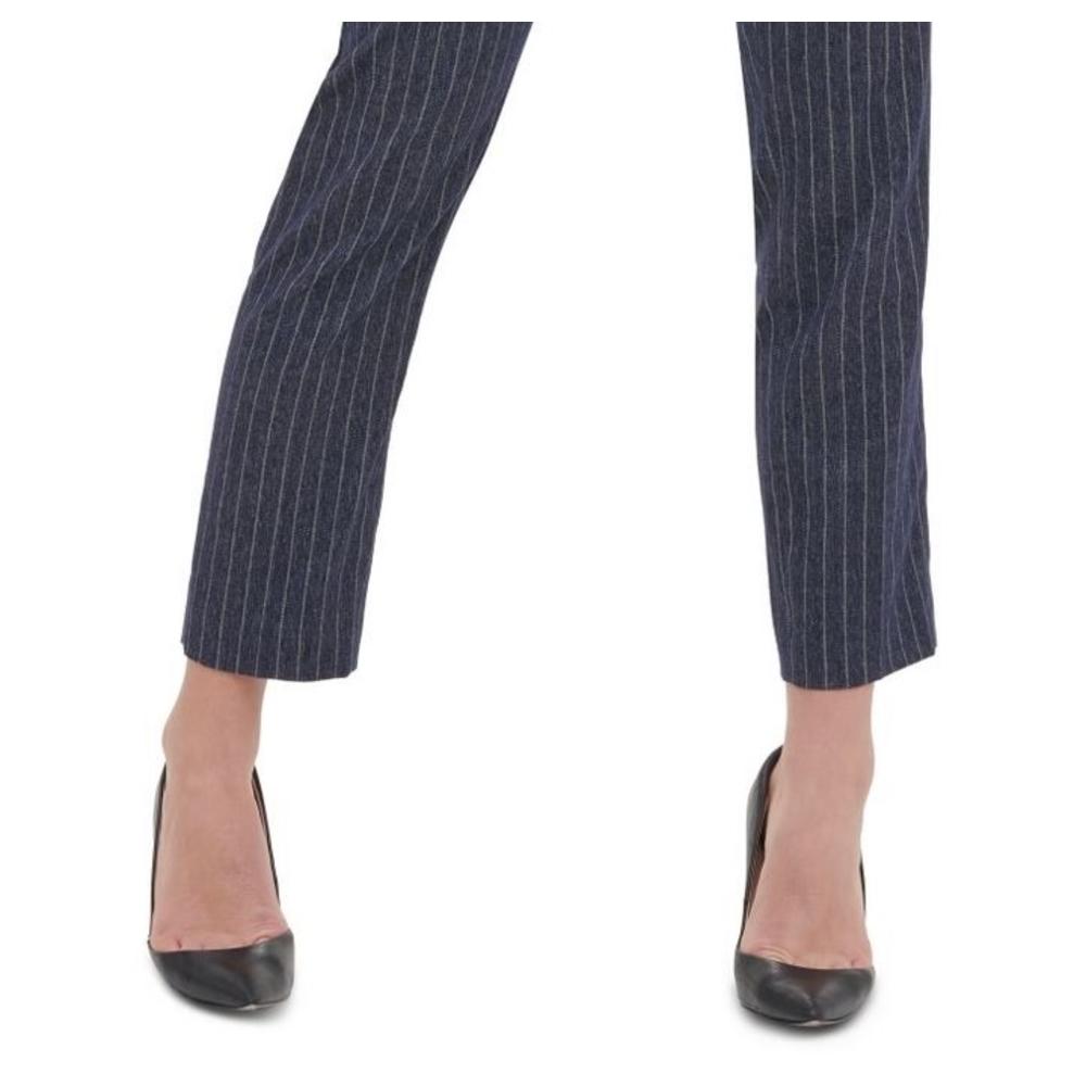 Tommy Hilfiger Women's Radcliffe Pinstriped Slim-Fit Dress Pants Blue Size 12