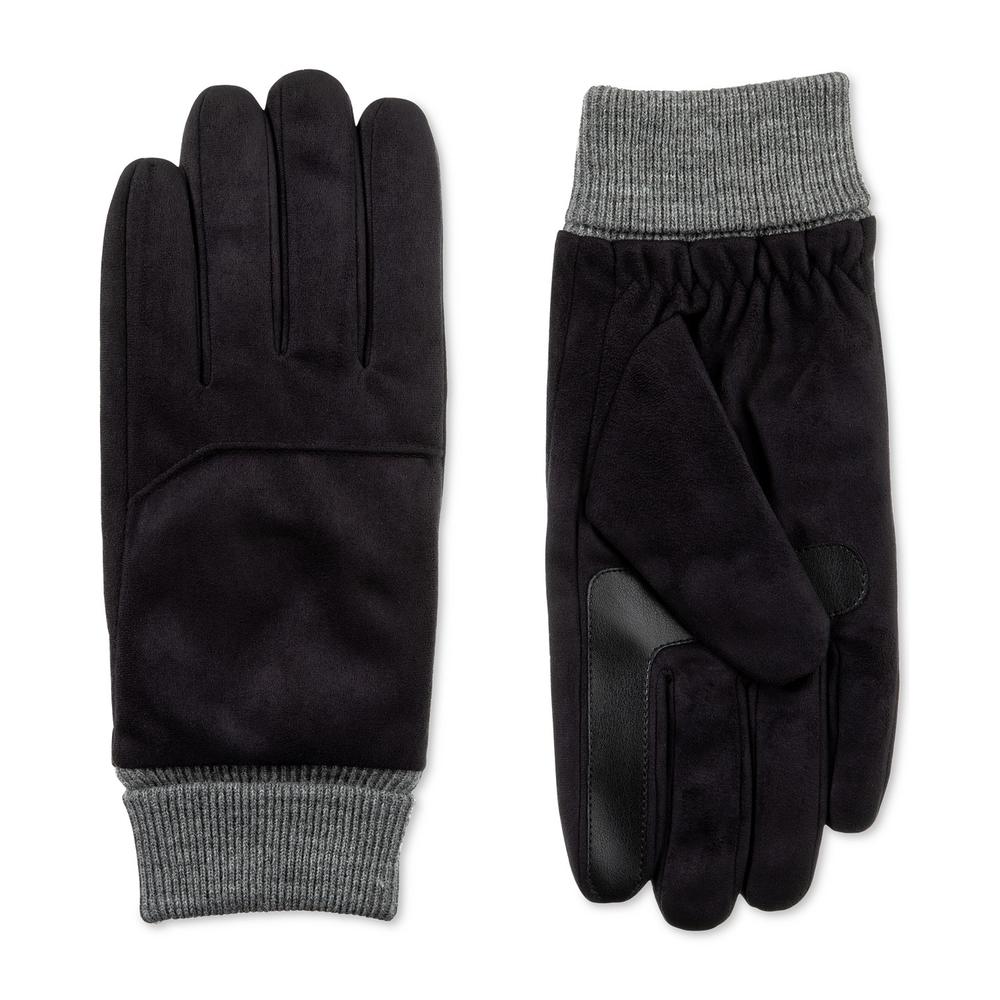 Isotoner Signature Isotoner Mens Microfiber SmartDri Winter Gloves Black XL