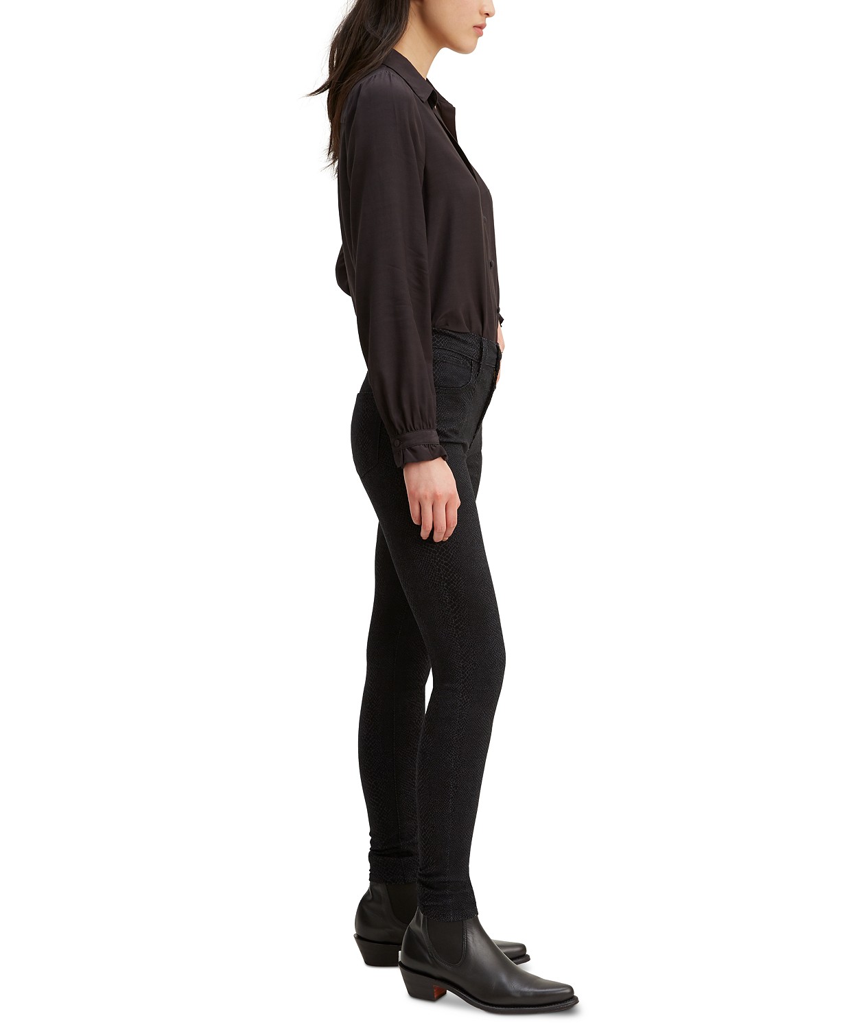 Levi's Women's 720 Python-Print High-Rise Super Skinny Jeans Black Size 26X30