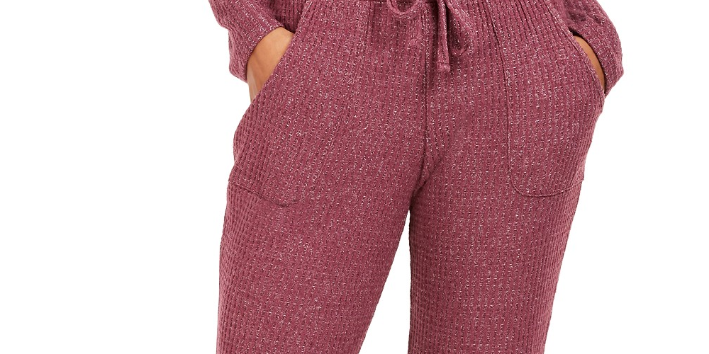 Hippie Rose Juniors' Cozy Waffle Jogger Pants Med Purple Size Small