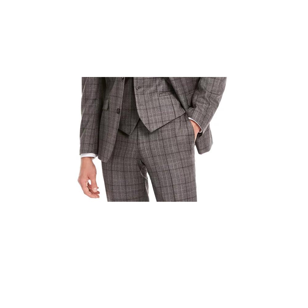 Bar III Men's Slim-Fit Gray/Brown Plaid Suit Separate Jacket Gray Size