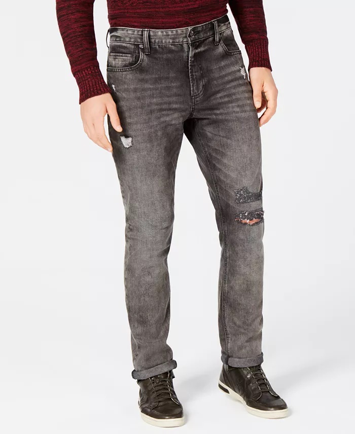American Rag Men S Slim Fit Stretch Ripped Jeans Med Gray Size 30x32