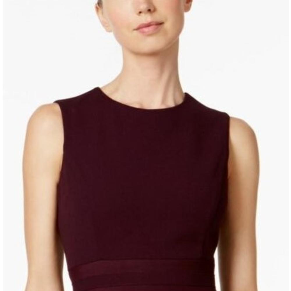 Calvin Klein Women's Illusion-Trim Fit & Flare Dress Purple Size 6