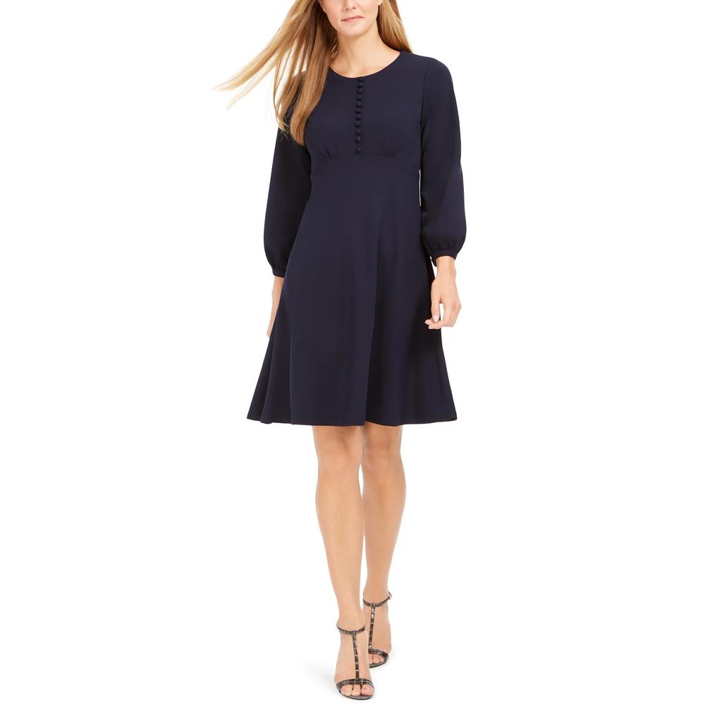 Calvin Klein Women's Button-Front A-Line Dress Navy Size 14