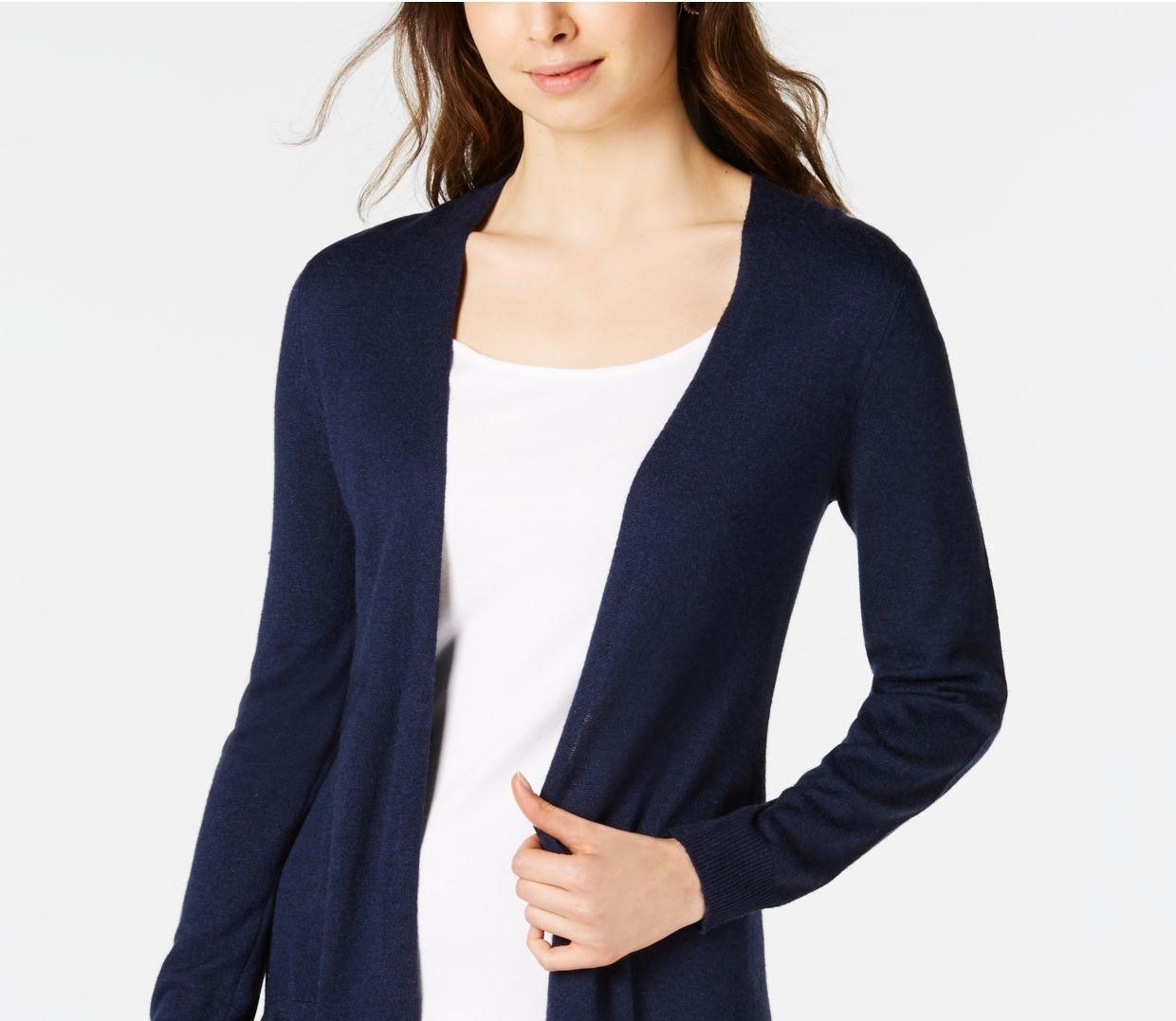 Maison Jules Women's Open-Front Cardigan Sweater Blue Size X-Small