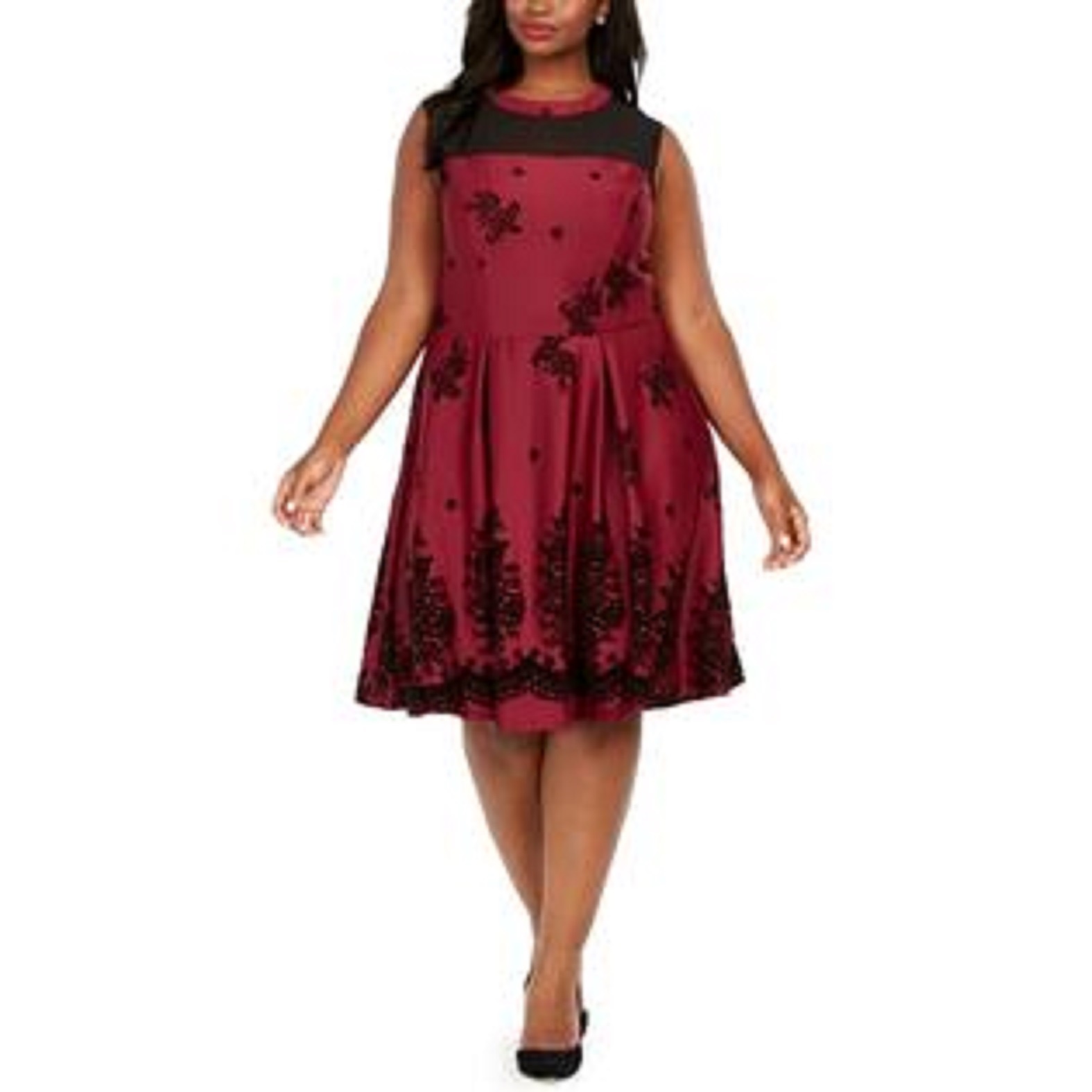 Love Squared Women's Trendy Plus Size Velvet Fit & Flare Dress Purple Size 2X
