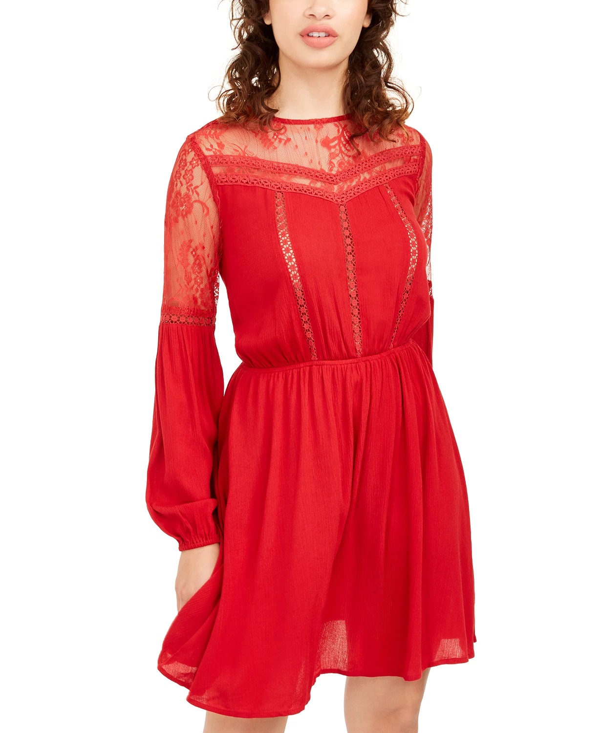 American Rag Juniors'' Lace Dress Dark Red Size X-Small