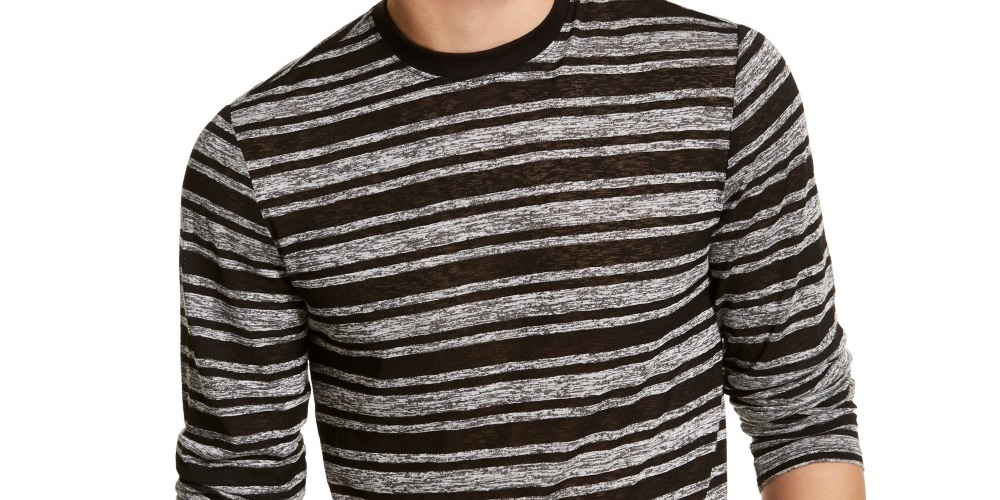 Guess Men's Space Dye Striped T-Shirt Grey Size X-Large
