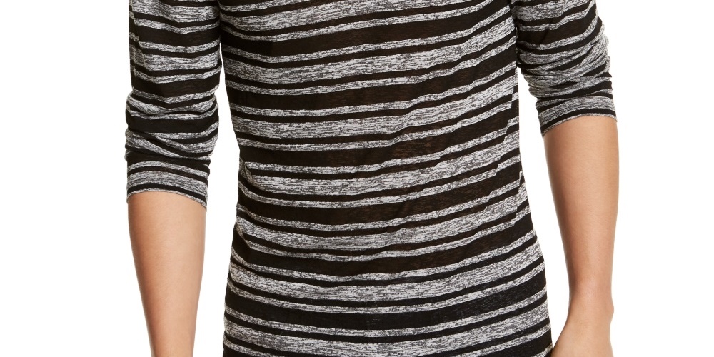 Guess Men's Space Dye Striped T-Shirt Grey Size X-Large