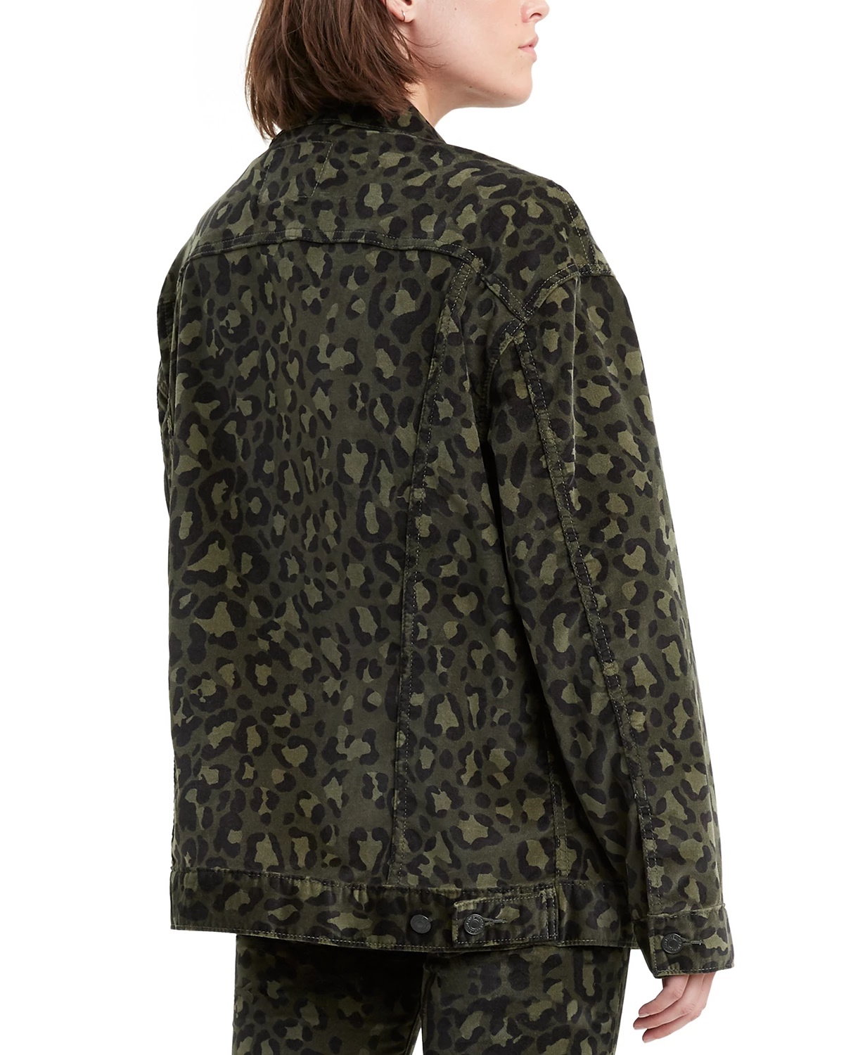 Levi's Women's Limited Camouflage Oversized Trucker Jacket Green Size Large
