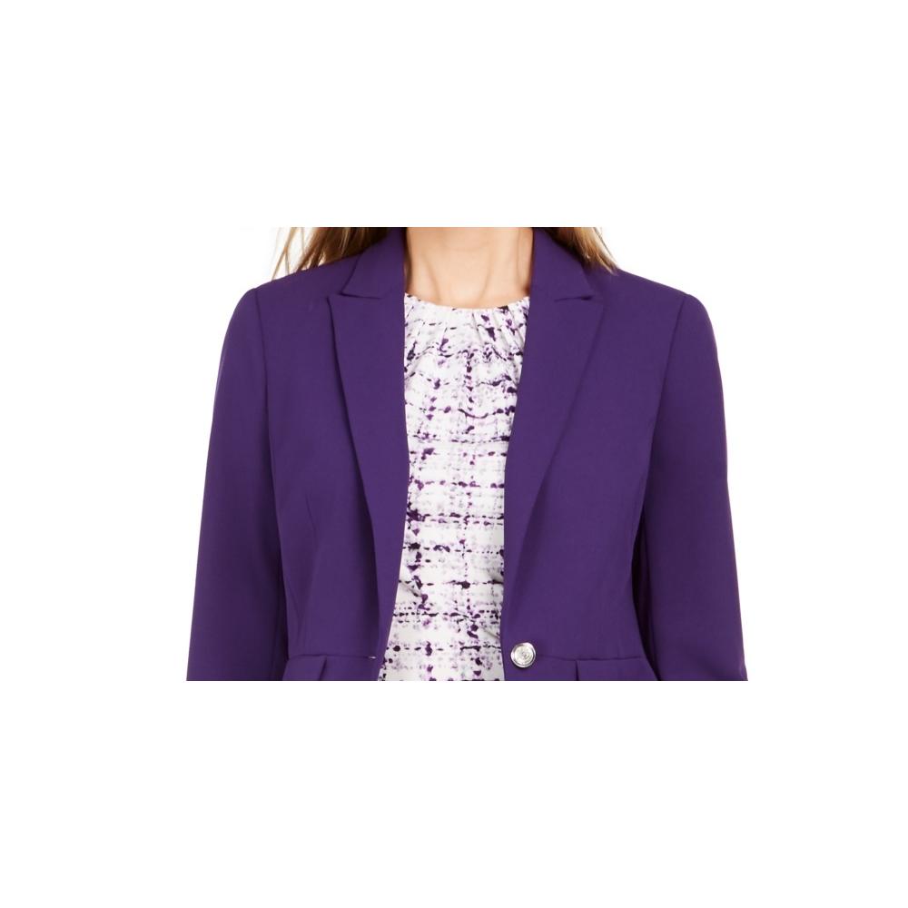 Calvin Klein Women's One-Button Blazer Purple Size 8