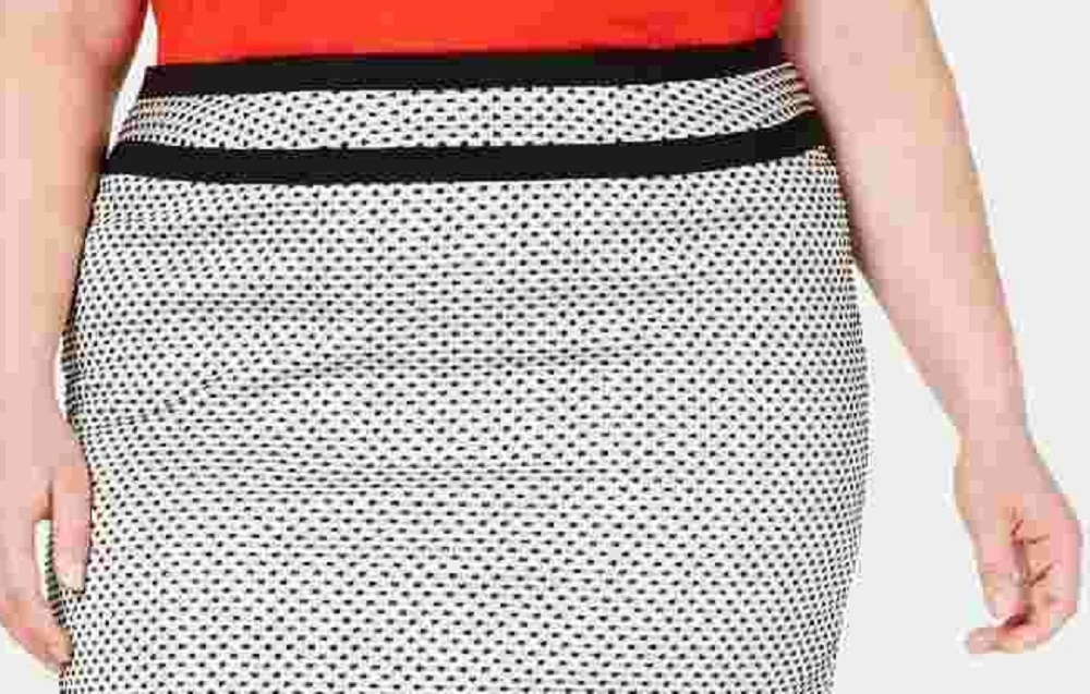Calvin Klein Women's Gray Zippered Speckle Knee Skirt Gray Size 18W