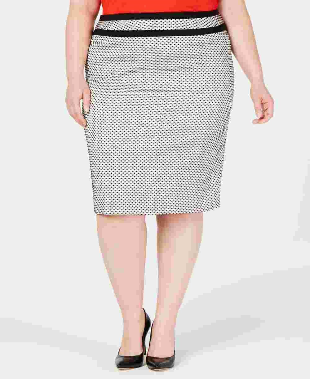 Calvin Klein Women's Gray Zippered Speckle Knee Skirt Gray Size 18W